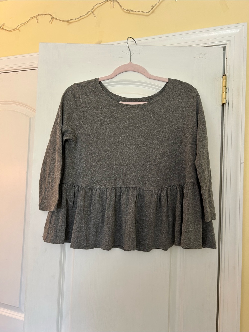 MADEWELL gray Ruffle-Hem Long Sleeve Top